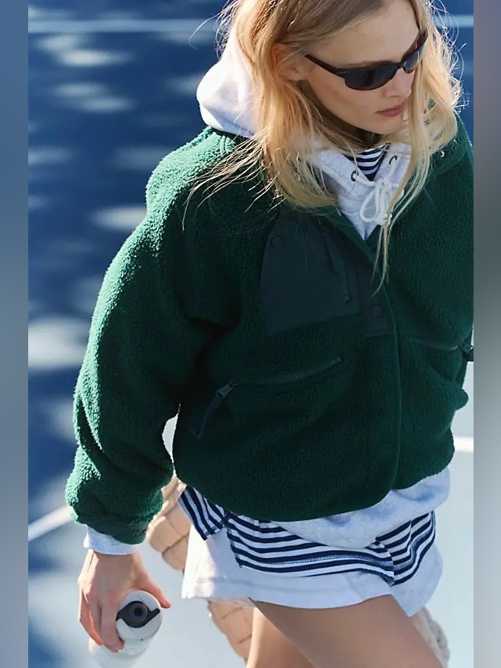 NWT FREE PEOPLE  Hit The Slopes Fleece Jacket - Evergreen Sz M - Picture 7 of 15